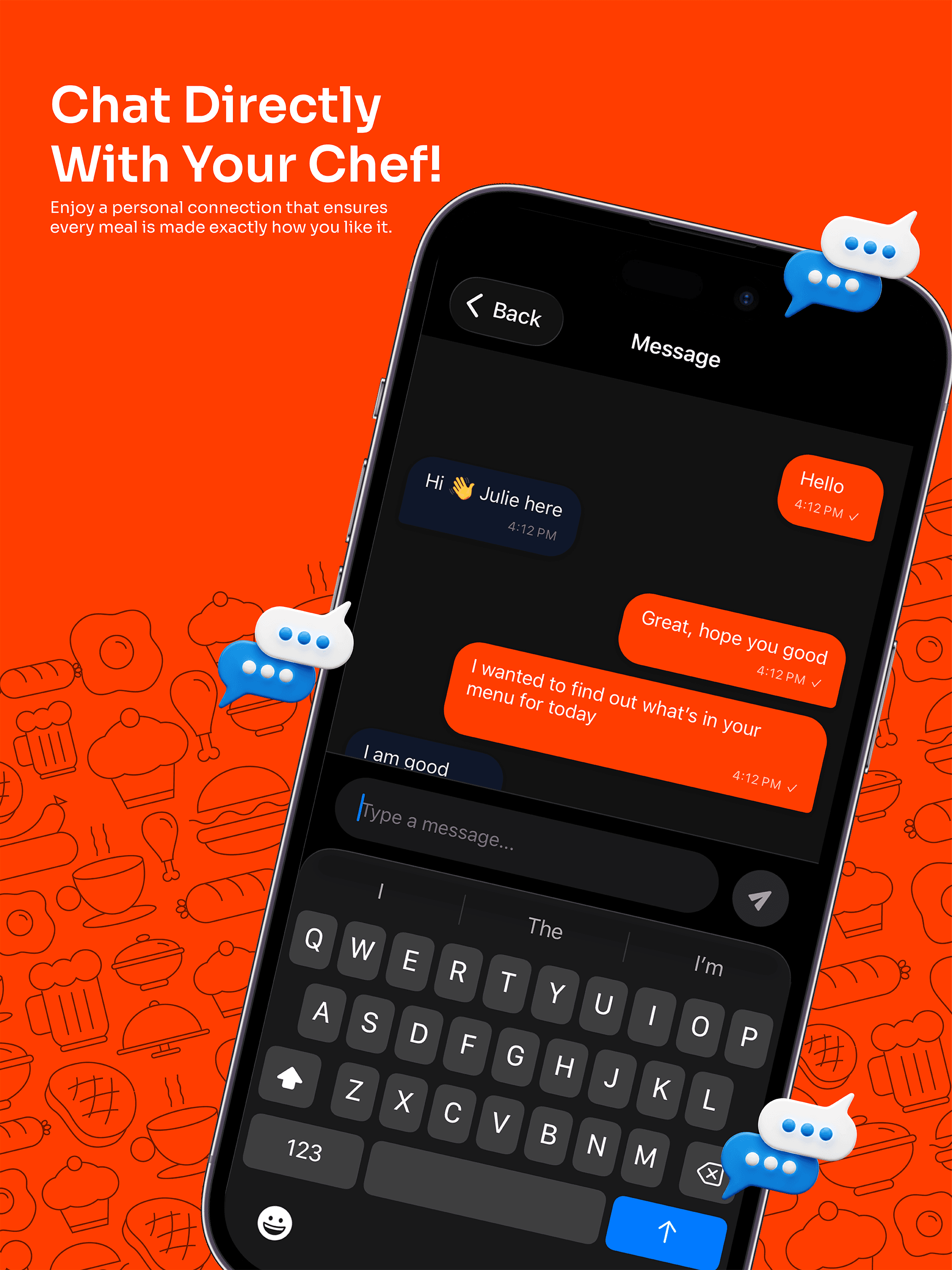 Chat directly with your chef on Zula — personal connection for every meal