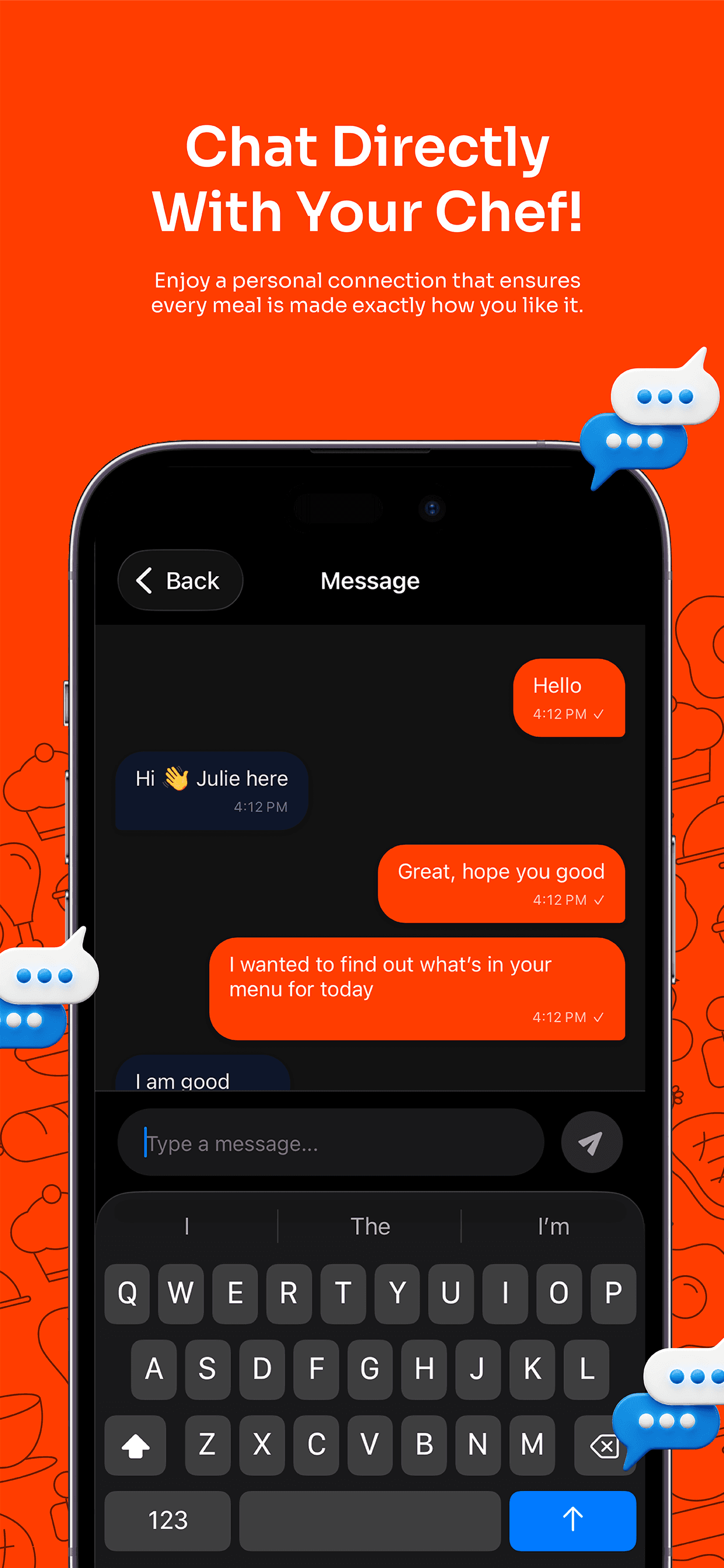 Chat directly with your chef on Zula — personal connection for every meal